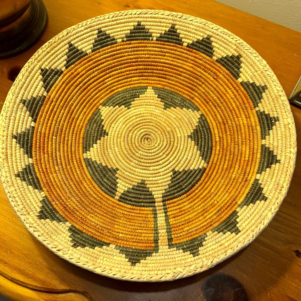 Handwoven Orange and Green Basket